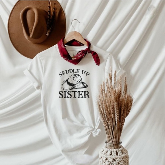 Boho Saddle Up Sister Tee - White - Picture 3 of 4